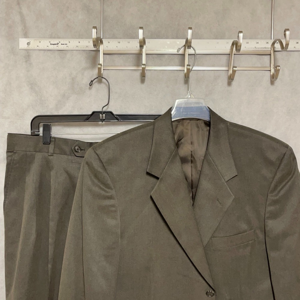 Men Suede Suit 44R Brown Beige Chameleon 3B Academia Professional 36X29 Gianelli